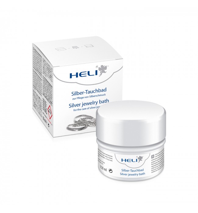 Heli silver jewelry bath with rinsing basket and cleaning cloth, jeweler's packaging 150 ml