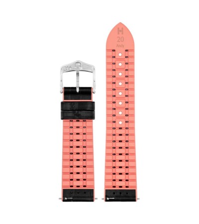 Hirsch Andy M black with pink calf leather watch strap, 20 mm, 0922328150-2-20