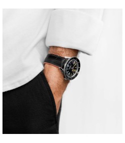 Hirsch Andy M black with pink calf leather watch strap, 20 mm, 0922328150-2-20