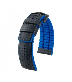 Hirsch Ayrton L black and blue calf leather watch strap 20 mm 0918092050-5-20