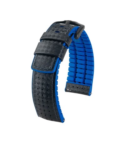 Hirsch Ayrton L black and blue calf leather watch strap 22 mm 0918092050-5-22