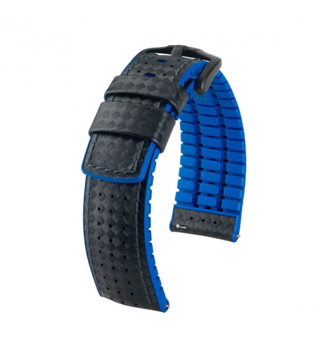 Hirsch Ayrton L black and blue calf leather watch strap 22 mm 0918092050-5-22