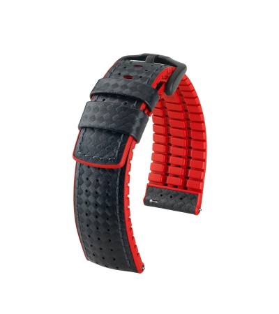 Hirsch Ayrton L black and red calf leather watch strap 20 mm 0912092050-5-20