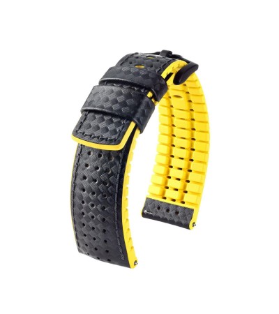 Hirsch Ayrton L black and yellow calf leather watch strap 20 mm 0917292050-5-20