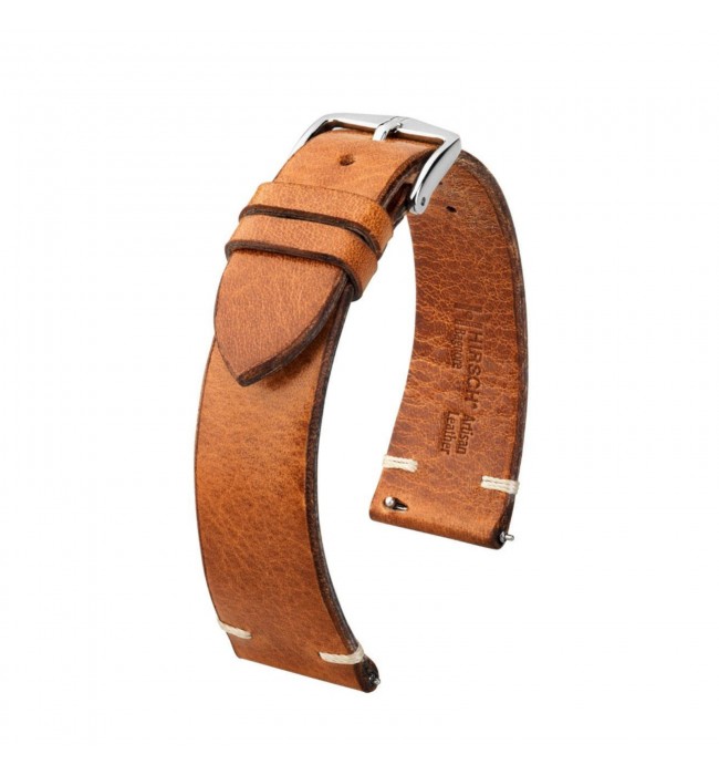 Hirsch Bagnore L brown leather watch strap 19 mm 05502070-2-19