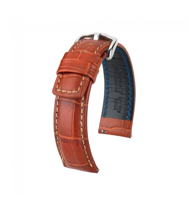 Кожена каишка за часовник Hirsch Grand Duke L, златисто кафява, 22 мм