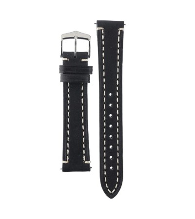 Hirsch Liberty Artisan L black calf leather watch strap 20 mm 10900250-2-20