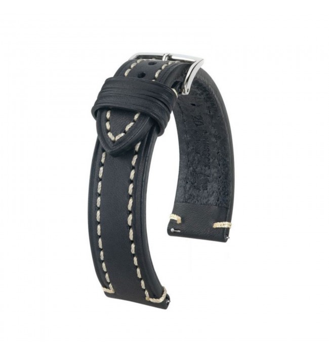Hirsch Liberty Artisan XL black calf leather watch strap 20 mm 10920250-2-20