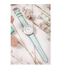 Hirsch LINDSEY light blue, Tiffany leather & rubber watch strap 18mm 0928302181-2-18