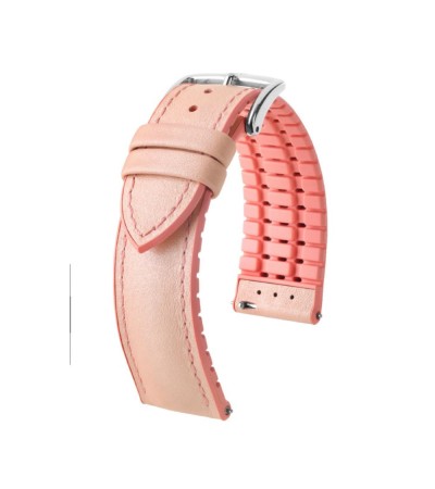 Hirsch LINDSEY light pink, rose ladies leather & rubber watch strap 18mm 0922302122-2-18