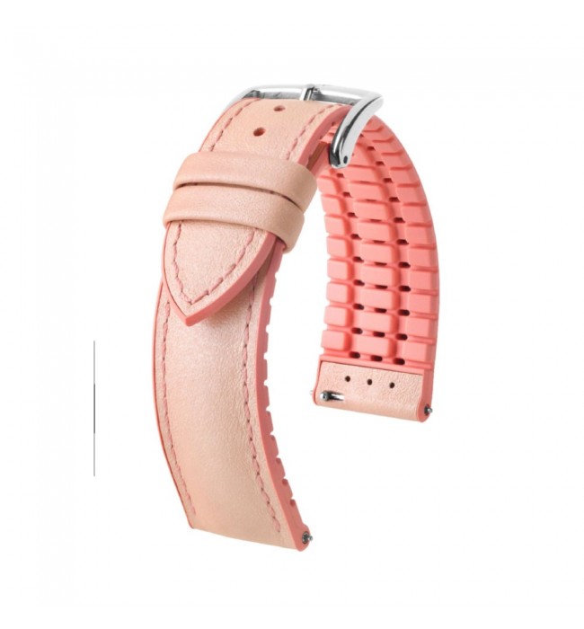Hirsch LINDSEY light pink, rose ladies leather & rubber watch strap 18mm 0922302122-2-18