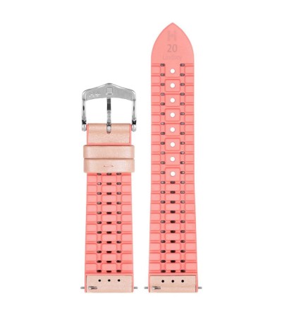 Hirsch LINDSEY light pink, rose ladies leather & rubber watch strap 20mm 0922302122-2-20