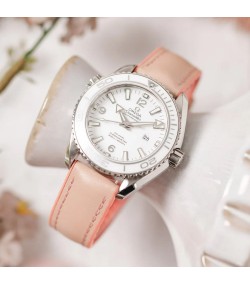 Hirsch LINDSEY light pink, rose ladies leather & rubber watch strap 20mm 0922302122-2-20