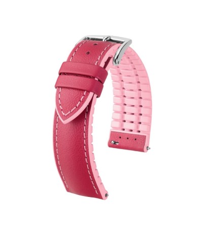 Hirsch LINDSEY pink, rose ladies leather & rubber watch strap 20mm 0922202125-2-20