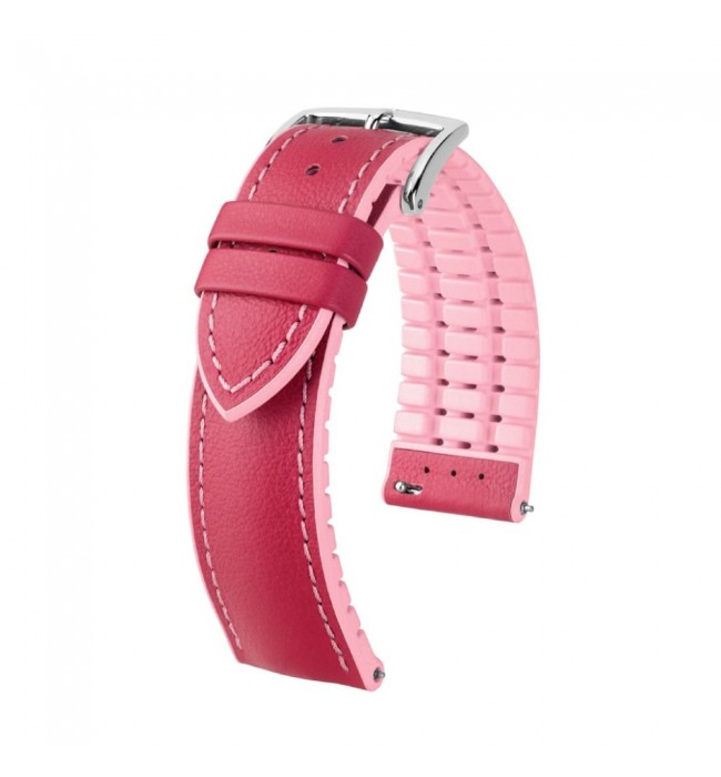 Hirsch LINDSEY pink, rose ladies leather & rubber watch strap 20mm 0922202125-2-20