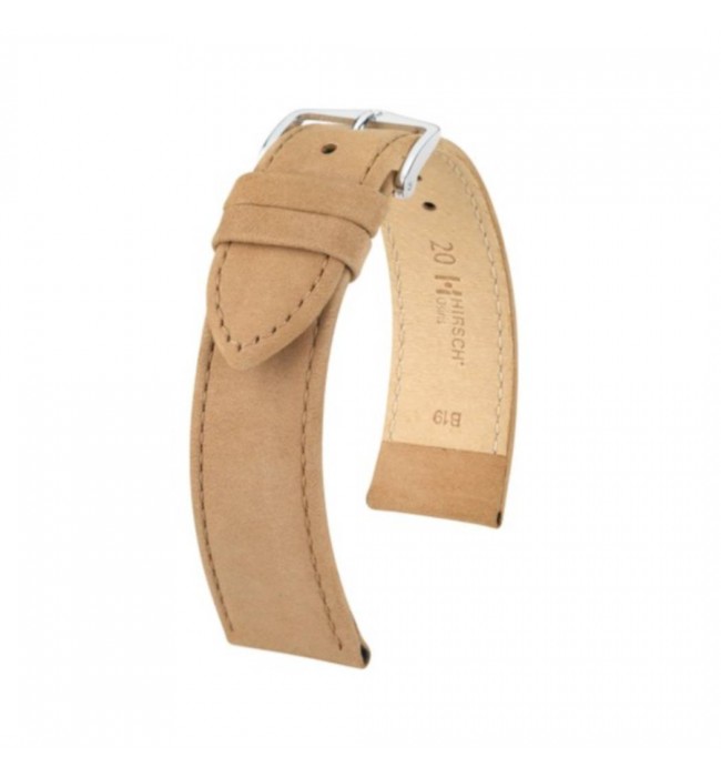Hirsch Osiris Nubuk Beige calf leather watch strap 16 mm 03433190-2-16