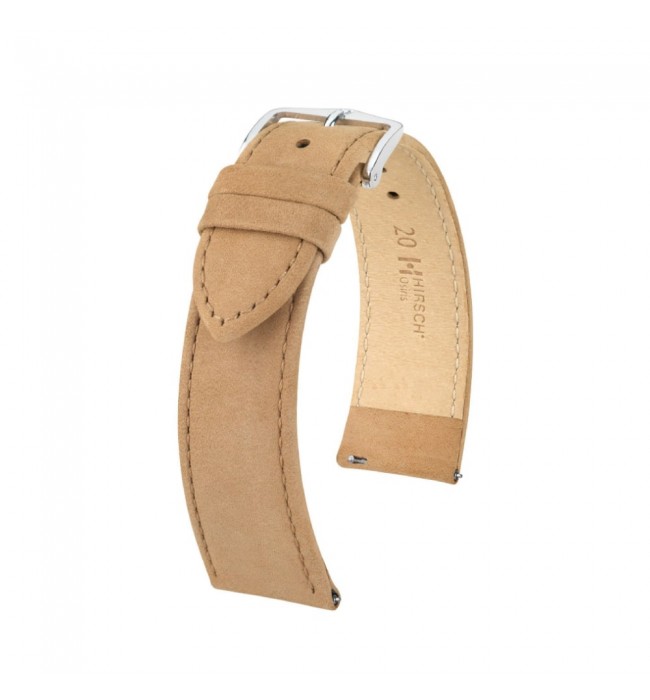 Hirsch Osiris Nubuk beige calf leather watch strap, 18 mm, 03433090-2-18