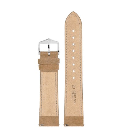 Hirsch Osiris Nubuk beige calf leather watch strap, 18 mm, 03433090-2-18