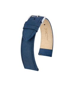 Hirsch Osiris Nubuk blue calf leather watch strap, 20 mm, 03433080-2-20