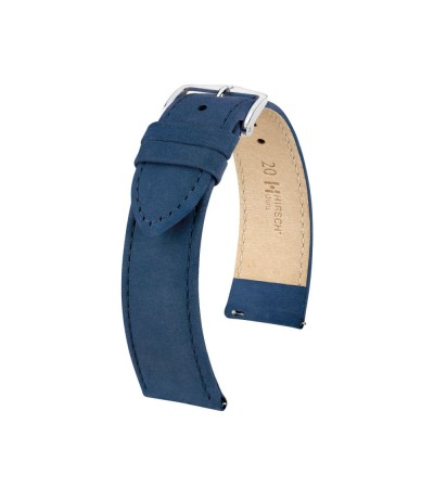 Hirsch Osiris Nubuk blue calf leather watch strap, 20 mm, 03433080-2-20