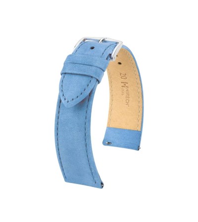 Hirsch Osiris Nubuk light blue calf leather watch strap 18 mm 03433183-2-18