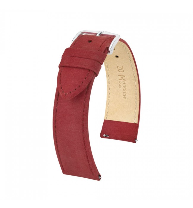 Hirsch Osiris Nubuk red watch strap 20/18 mm 03433061-2-20