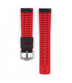 Hirsch Robby L black and red calf leather watch strap 21 mm 0912094050-4-21