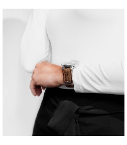 Hirsch Stone L brown leather watch strap, 20 mm, 0925044010-5-20