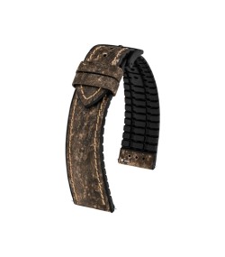 Hirsch Stone L brown leather watch strap, 21 mm, 0925044010-5-21