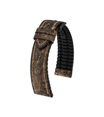 Hirsch Stone L brown leather watch strap, 21 mm, 0925044010-5-21