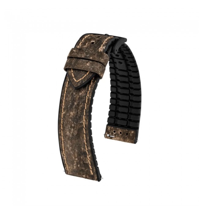 Hirsch Stone L brown leather watch strap, 21 mm, 0925044010-5-21