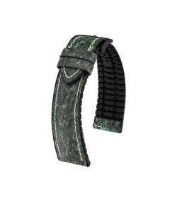 Hirsch Stone L green leather watch strap, 19 mm, 0925044040-5-19
