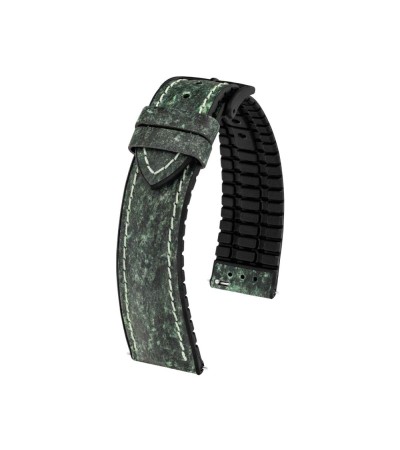 Hirsch Stone L green leather watch strap, 19 mm, 0925044040-5-19