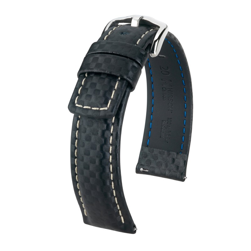 Черен каишка за часовник Hirsch Carbon L 18mm Черен каишка за часовник Hirsch Carbon L 18mm