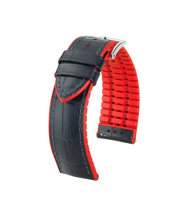 Кожена каишка за часовник Hirsch Andy L червена 22 мм с алигаторен релеф