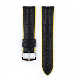Hirsch watch leather strap Andy L yellow 20mm alligator embossing 0927228050-2-20