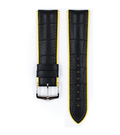 Hirsch watch leather strap Andy L yellow 20mm alligator embossing 0927228050-2-20