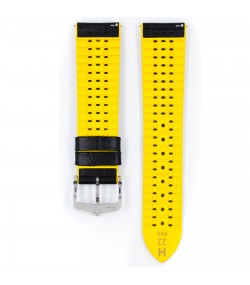 Hirsch watch leather strap Andy L yellow 20mm alligator embossing 0927228050-2-20
