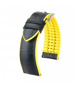 Hirsch watch leather strap Andy L yellow 20mm alligator embossing 0927228050-2-20