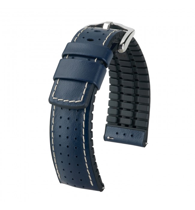 Hirsch watch leather strap TIGER L blue 20mm 0915075080-2-20
