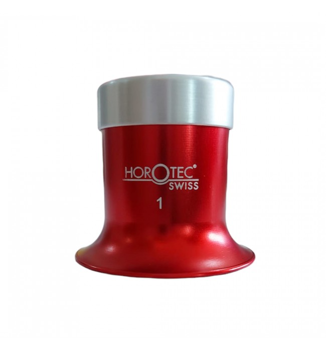 Horotec MSA 00.031-1 eyeglass loupe in aluminium anodised red with screwed ring x10