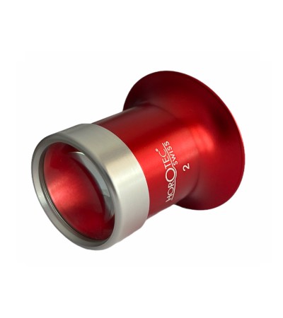Horotec MSA 00.031-2 eyeglass loupe in aluminium anodised red with screwed ring x5