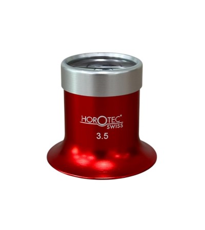 Horotec MSA 00.031-3.5 Eyeglass Loupe in Aluminium Anodised Red with Screwed Ring x2.8