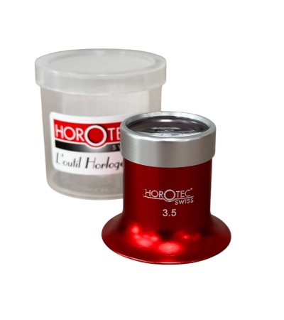 Horotec MSA 00.031-3.5 Eyeglass Loupe in Aluminium Anodised Red with Screwed Ring x2.8