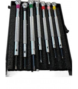 DAMAGED PACKAGING - Beco Technic Set of 7 Screwdrivers 0.60 to 2.00 mm in Plastic Box with Spare Blades - SEE PHOTOS