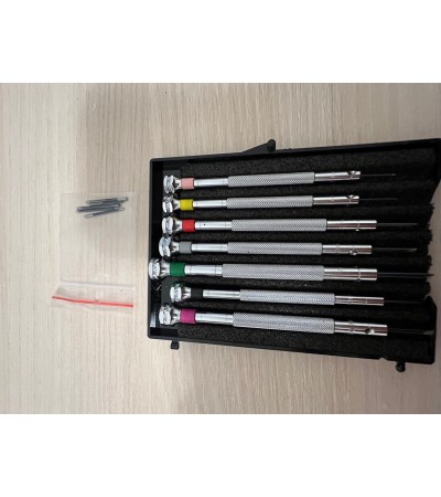 DAMAGED PACKAGING - Beco Technic Set of 7 Screwdrivers 0.60 to 2.00 mm in Plastic Box with Spare Blades - SEE PHOTOS