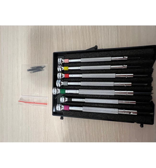 DAMAGED PACKAGING - Beco Technic Set of 7 Screwdrivers 0.60 to 2.00 mm in Plastic Box with Spare Blades - SEE PHOTOS