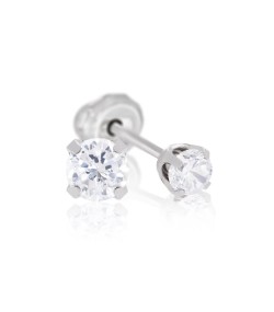 Inverness 14k white gold, 5mm piercing earrings with white stones 138E
