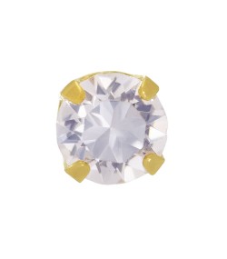 Inverness 14k yellow solid gold, 3mm piercing earrings with white stones 243E