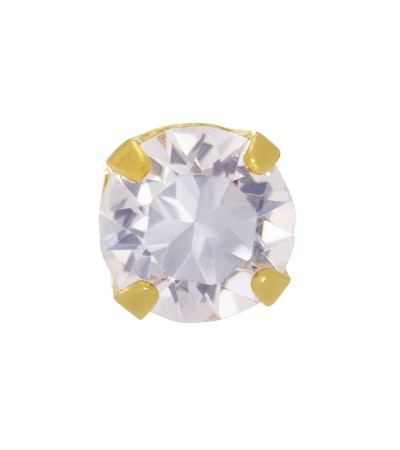 Inverness 14k yellow solid gold, 3mm piercing earrings with white stones 243E